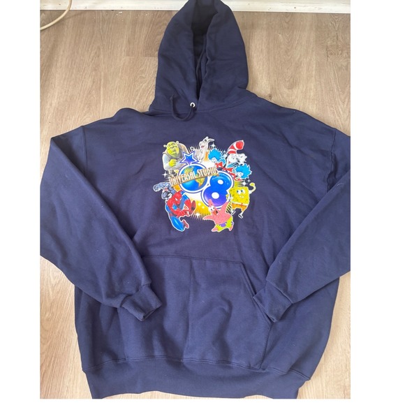Universal Studios Other - Universal Studios Islands of Adventure Navy Blue Graphic Hoodie Shrek Spongebob